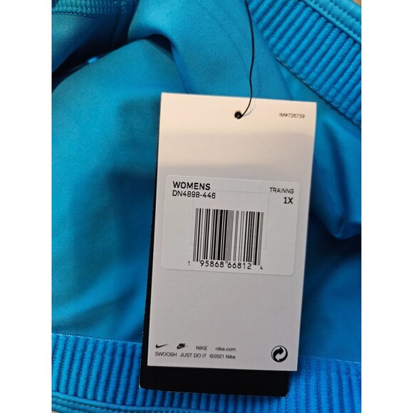 2/$35- Nike Womens Racerback Padded Sports Bra Dri Fit Swoosh Athletic Blue 1X - Picture 7 of 8